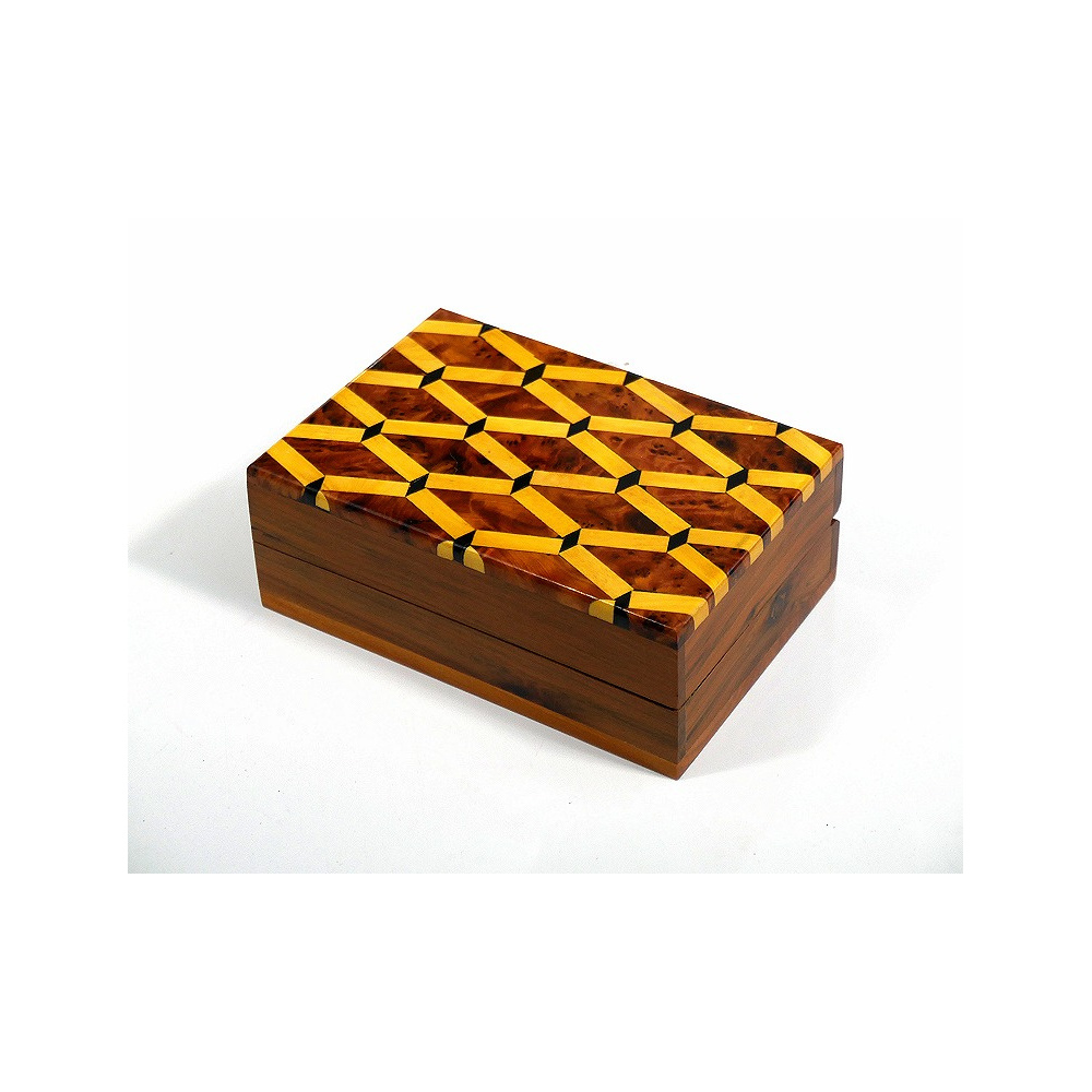 Amelis - Rectangular handcrafted jewelry box in thuja wood with small ...